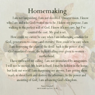 Homemaking Quote by Nancy Campbell